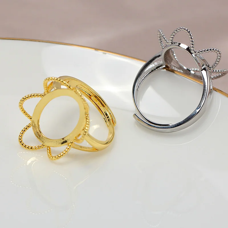 

5pcs Adjustable Gold Plated Pearl Ring Settings Findings & Accessories-for Jewelry Making Bulk Wholesale Craft Supplies