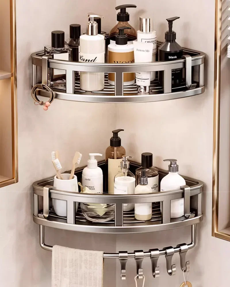 

Bathroom storage rack bathroom shelf triangular storage non perforated toilet bathroom shower room corner basket shelves