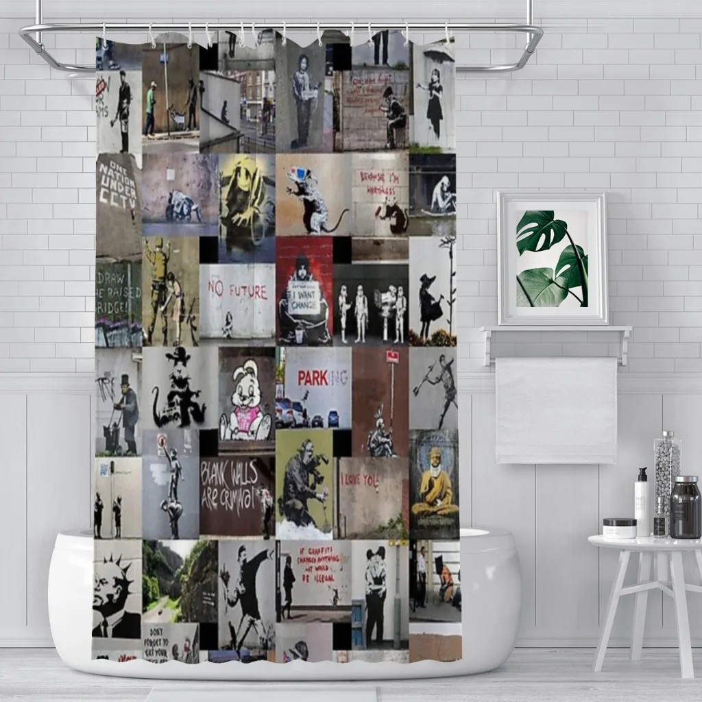 

Banksy Unique decor Modern Fabric Bathroom Shower Curtains art design Print Curtain