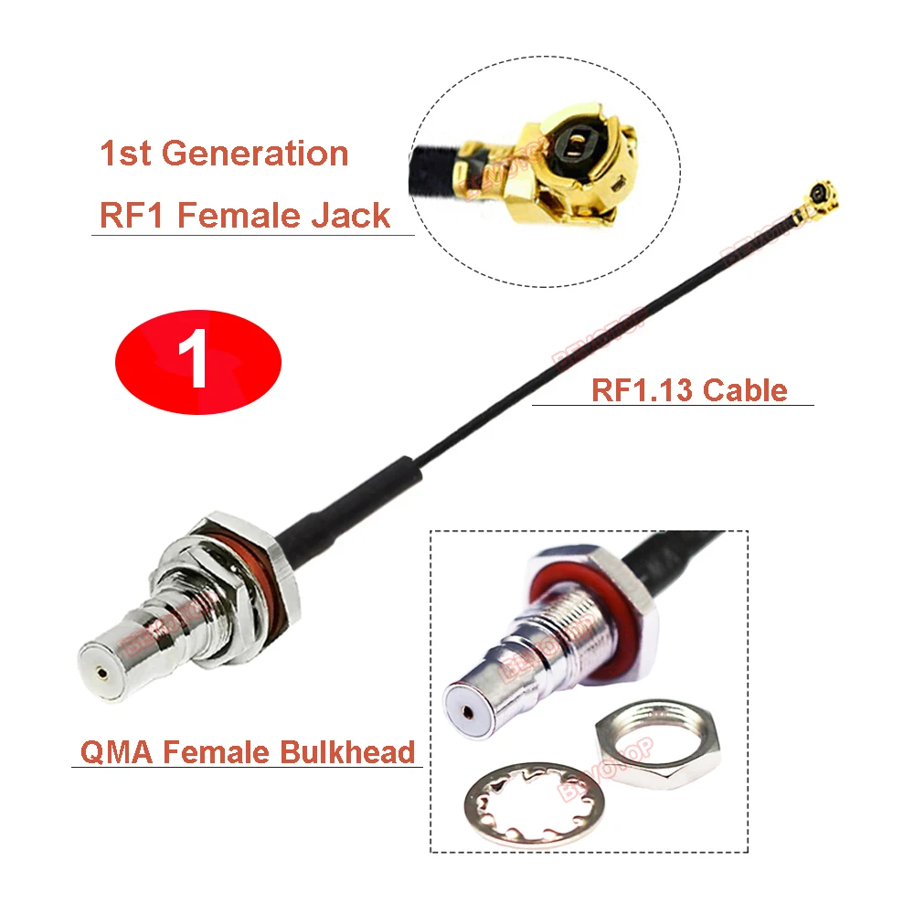 10PCS/lot QMA to IPX Cable QMA Female to U.fl IPX-1/ IPX-4 (MHF4) Female Connector RF1.13 / RG178 Pigtail Jumper Cable BEVOTOP