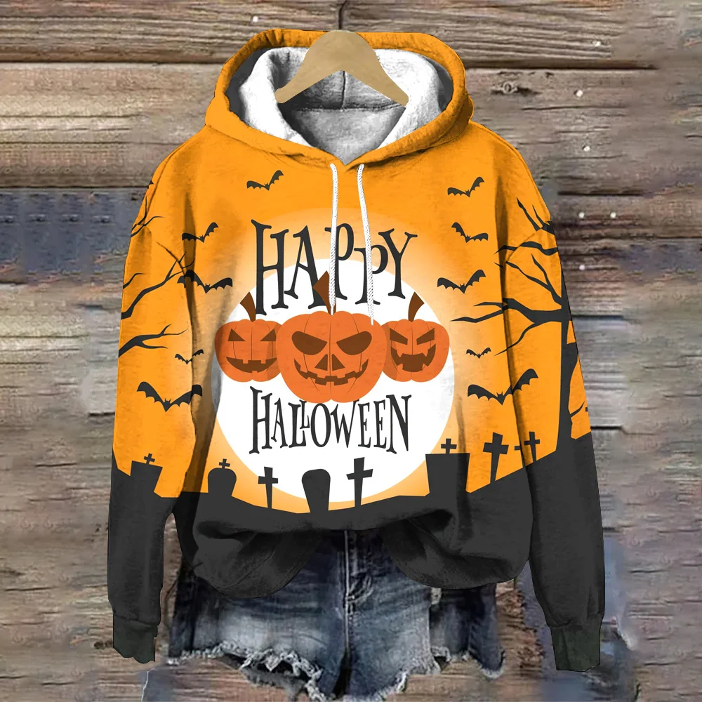 

New Fashion Loose Women's Hoodies 3D Cartoon Pattern Halloween Sweatshirts Tops Autumn Winter Casual Fashion Pullover Clothing