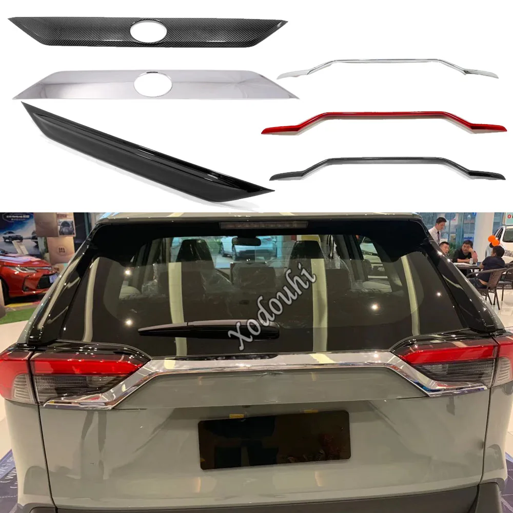 

For Toyota RAV4 2019 2020 2021 2022 2023 Car Sticker Back Tail Rear Door Tailgate Frame Plate Trim Lamp Trunk Hoods Parts 1PCs