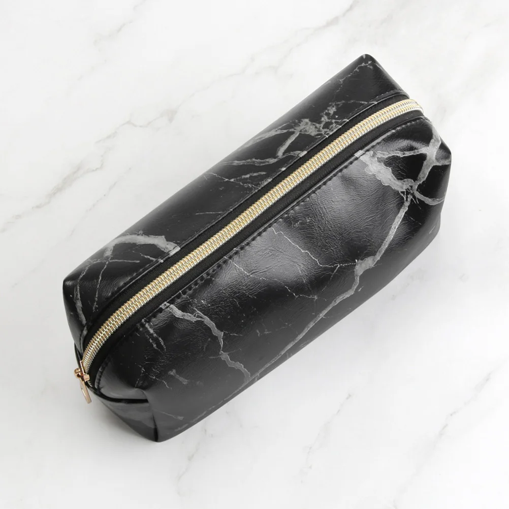 

3pcs Makeup Brush Bag Set Pu Waterproof Pouch Travel Bag With Zipper Large Medium Small Sizes For Women (Black)
