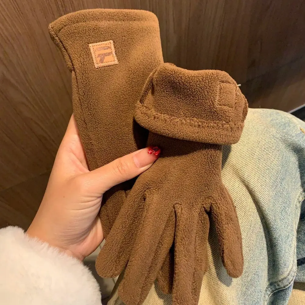 Durable Thick Touch Screen Gloves Cold Proof Windproof Winter Fleece Lined Gloves Warm Full Finger Gloves Outdoor Activities