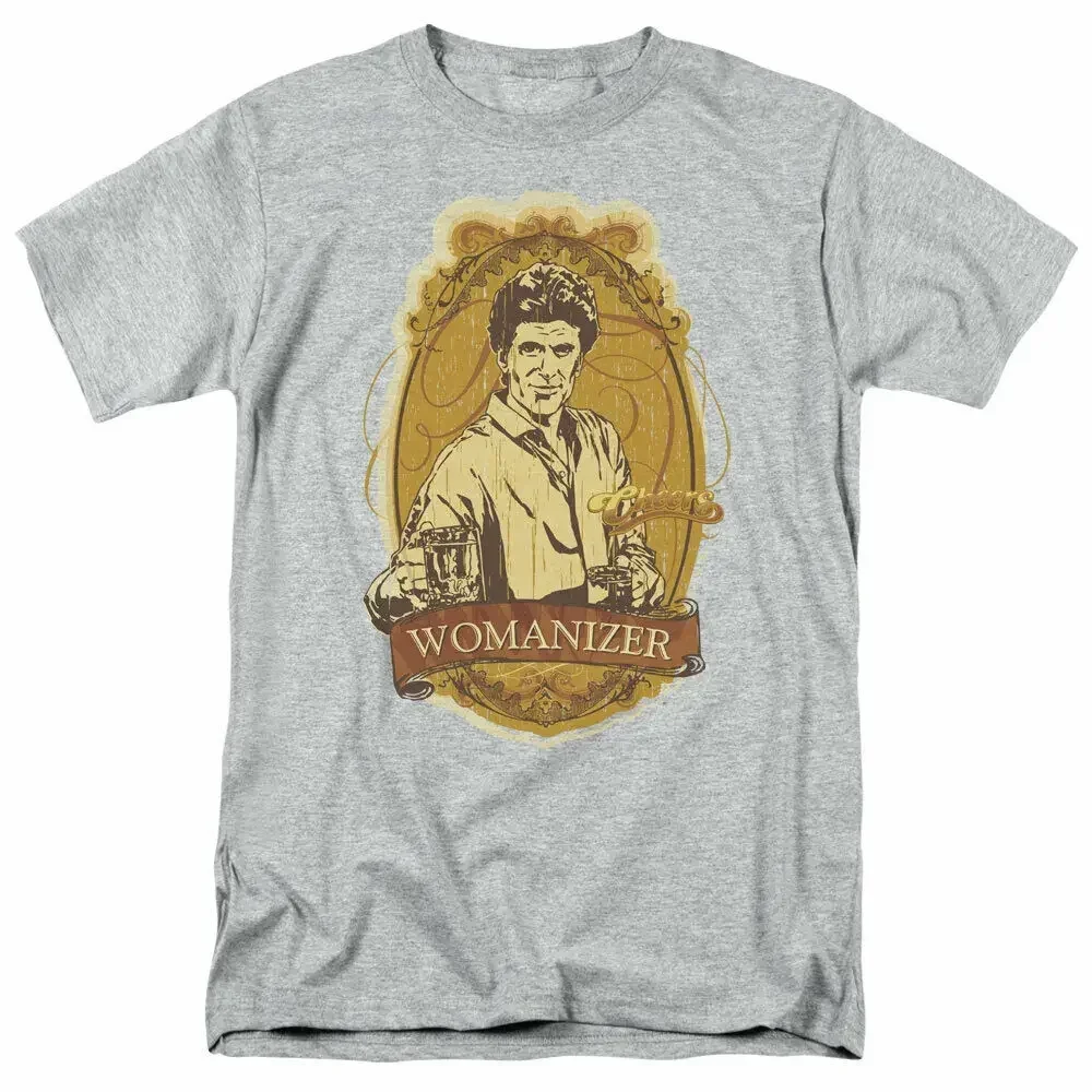 Cheers Womanizer T Shirt Mens Licensed Classic TV Merchandise Sam Malone Gray
