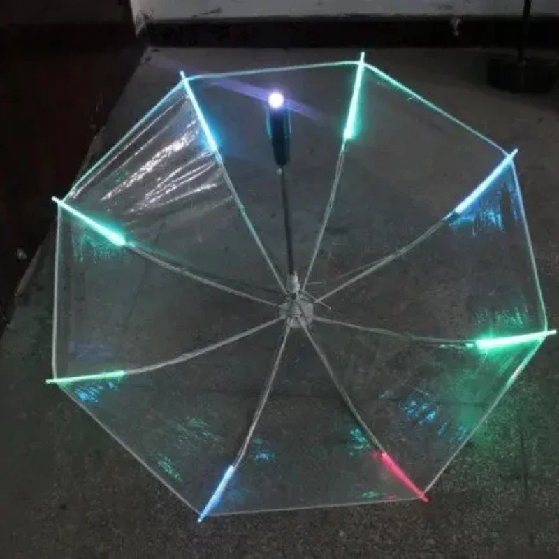Transparent LED Light Umbrella GlowintheDark Gift Long Handle for Party Environmental Activities Rechargeable Luminous Umbrella