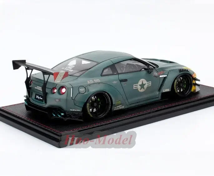 IG 1/18 สําหรับNissan GTR R35 เรซิ่นรุ่นรถDiecastจําลองเด็กของเล่นเด็กของขวัญวันเกิดงานอดิเรกจอแสดงผลเครื่องประดับสีเขียว