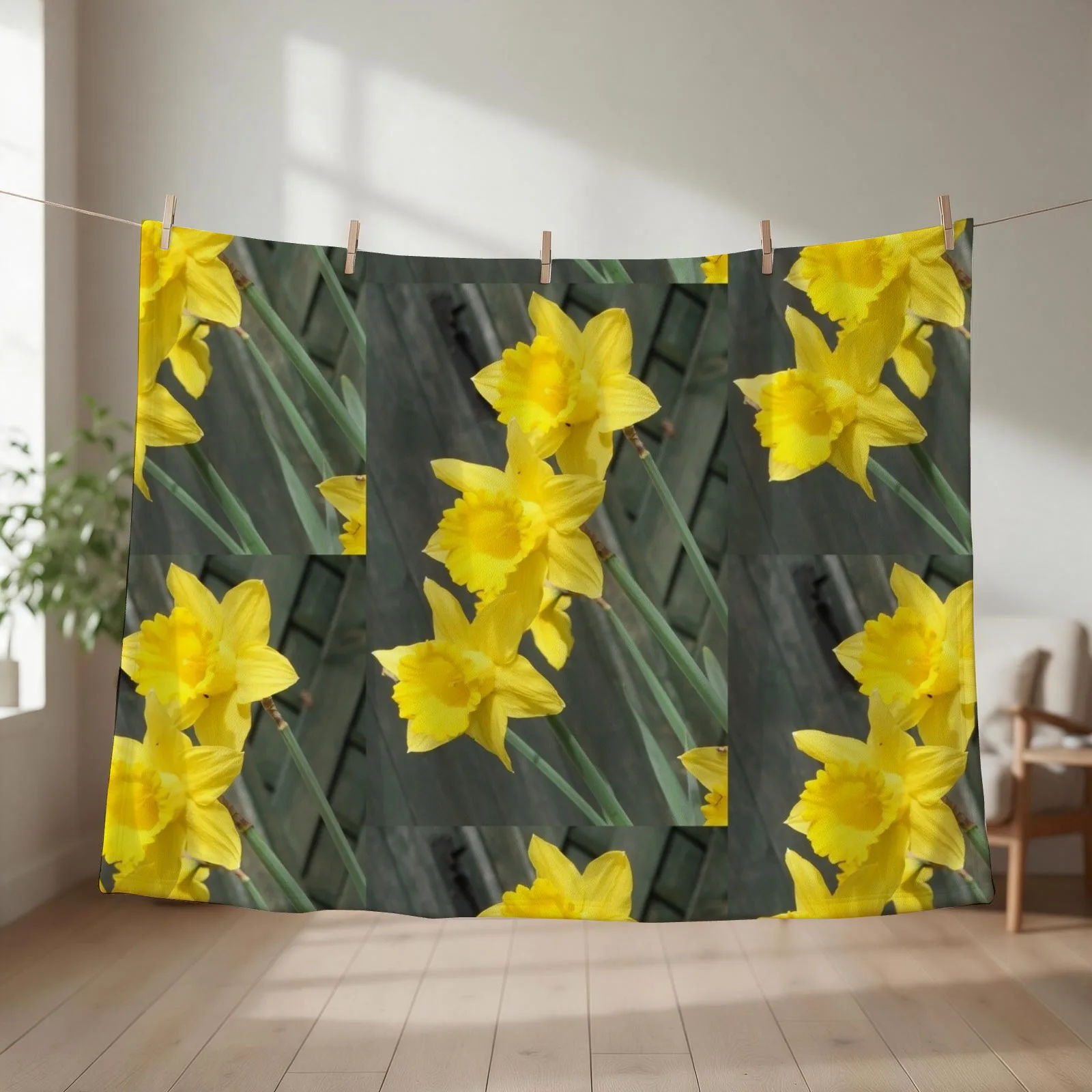 Yellow Daffodils Throw Blanket Hair Cute blankets ands Luxury Designer Blankets