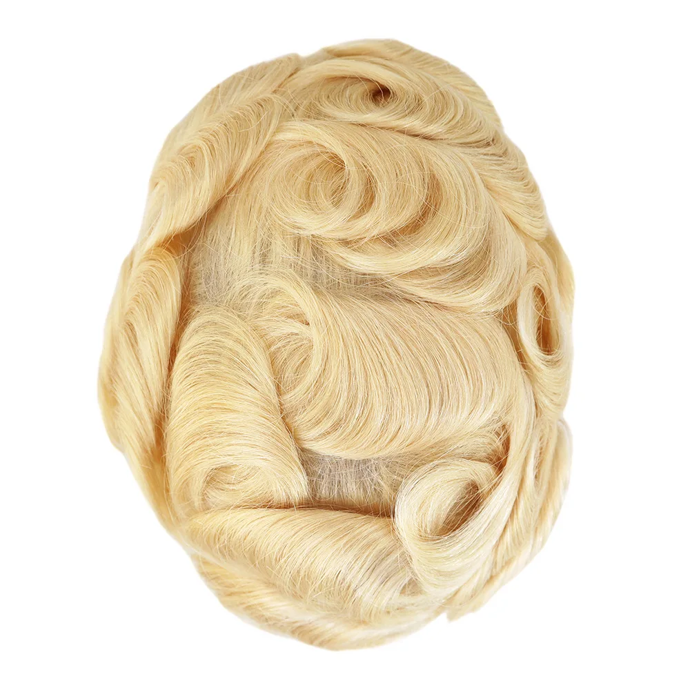 ذكر الشعر الاصطناعي 0.06-0.08 مللي متر الجلد الشعر المستعار رجل الباروكات للرجال شعر مستعار الرجال الشعرية الاصطناعية 100% شعر الإنسان الرجال الباروكات