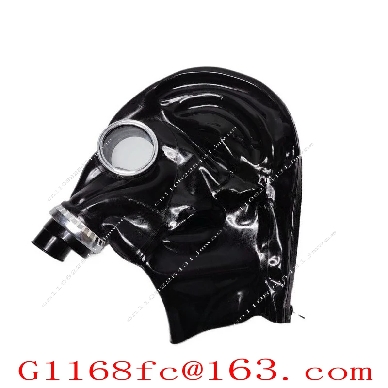 All-inclusive Latex Gas Mask, Neck Strap Zipper, Breath Control