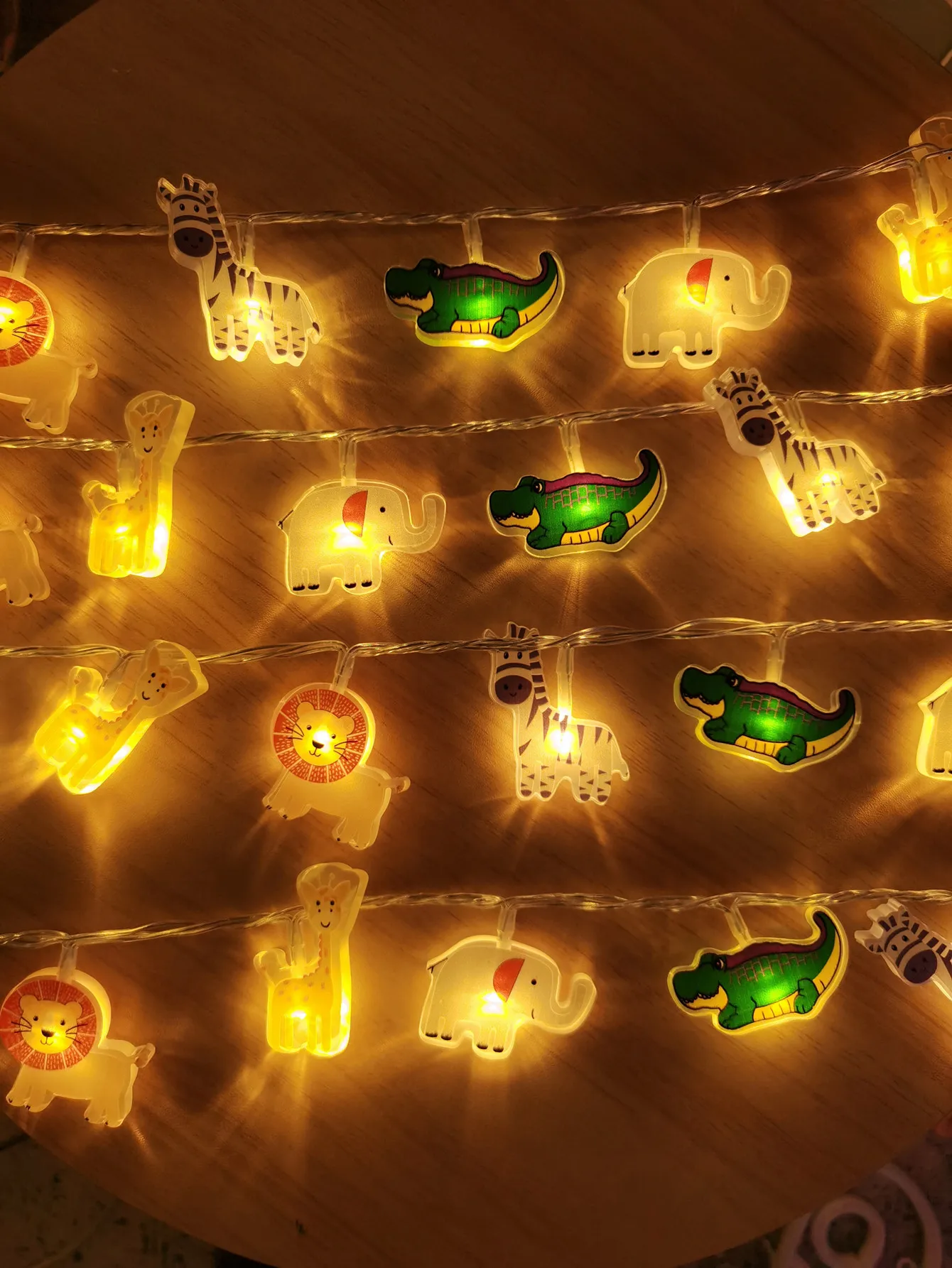 Jungle Safari Animal LED String Lights Lion Giraffe Elephant Zebra Kids Bedroom Birthday Party Decor Fairy Lamp