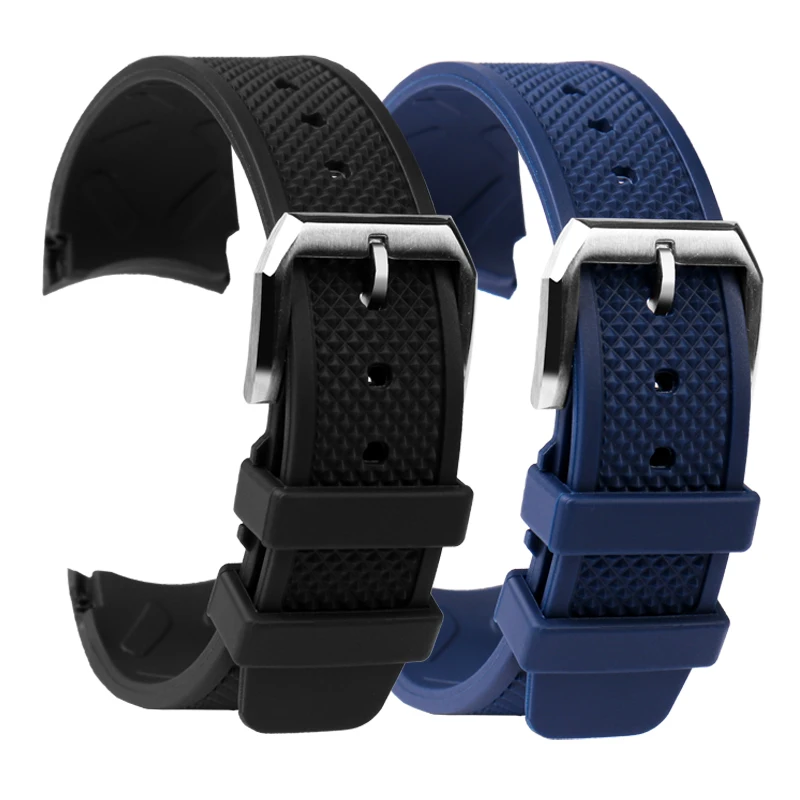 22mm Diving Silicone Rubber Watchband For IWC PORTUGIESER YACHT CLUB CHRONOGRAPH IW390503 IW390502/390507 Black blue Watch Strap