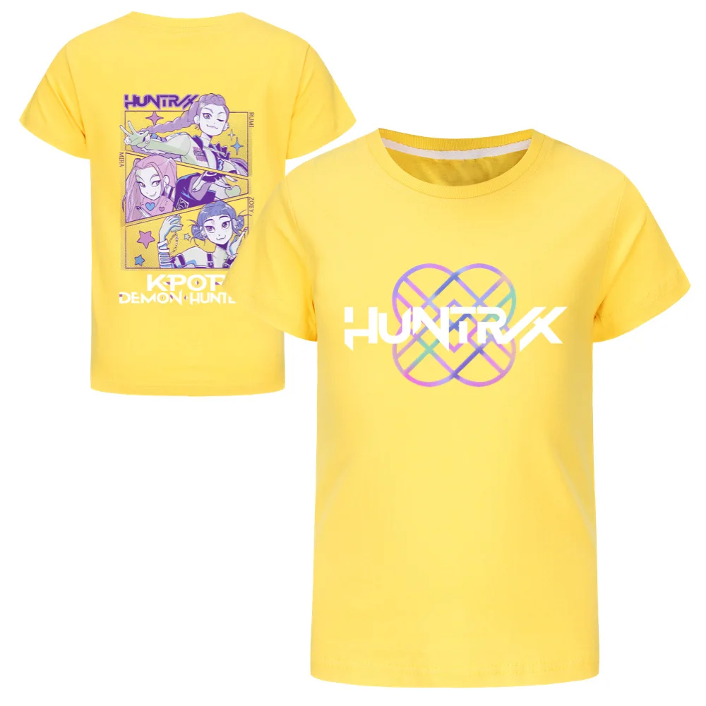Kpop شيطان الصيادين الاطفال بلايز الكرتون الصيف موضة بنين تي شيرت الفتيات القطن قصير الأكمام ملابس خارجية الأطفال قصيرة الأكمام بلايز