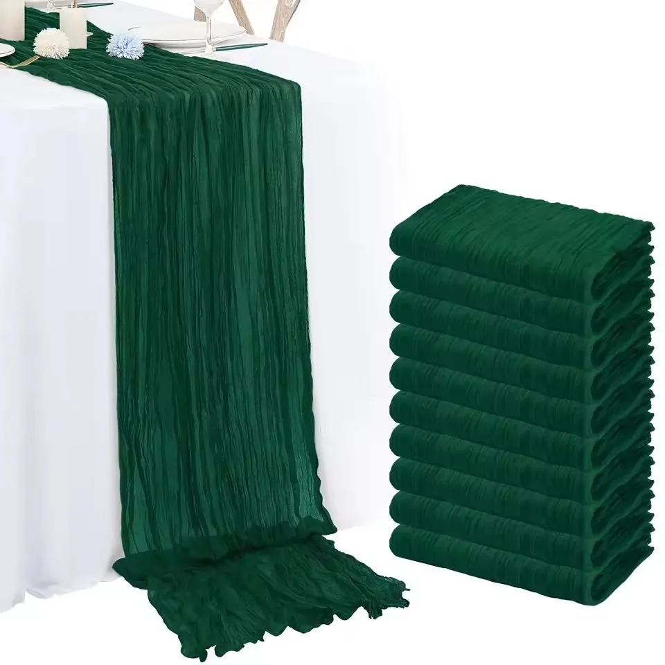 10PCS 40x275cm Christmas Gauze Table Runner Semi-Sheer Cheesecloth Wedding Table Setting Dining Party Arches Cake Decor