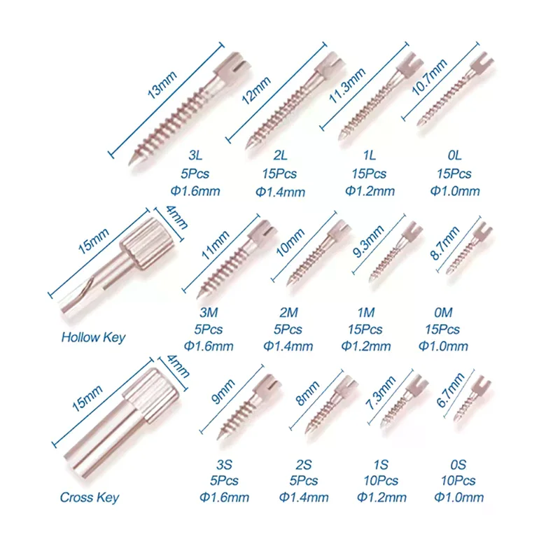 

120Pcs Dental Screw Posts Pure Titanium Gold Plated Treatment Implant Core Conical Screw Post S/M/L Threaded Nail Teeth Fixed