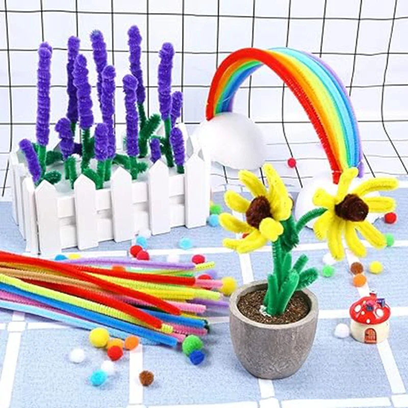 DIY Color Tops Twist Sticks, Materiais para Artesanato Infantil, Limpador de Tubos, Suprimentos Artesanais, 1000 Raiz de Cabelo, DIY