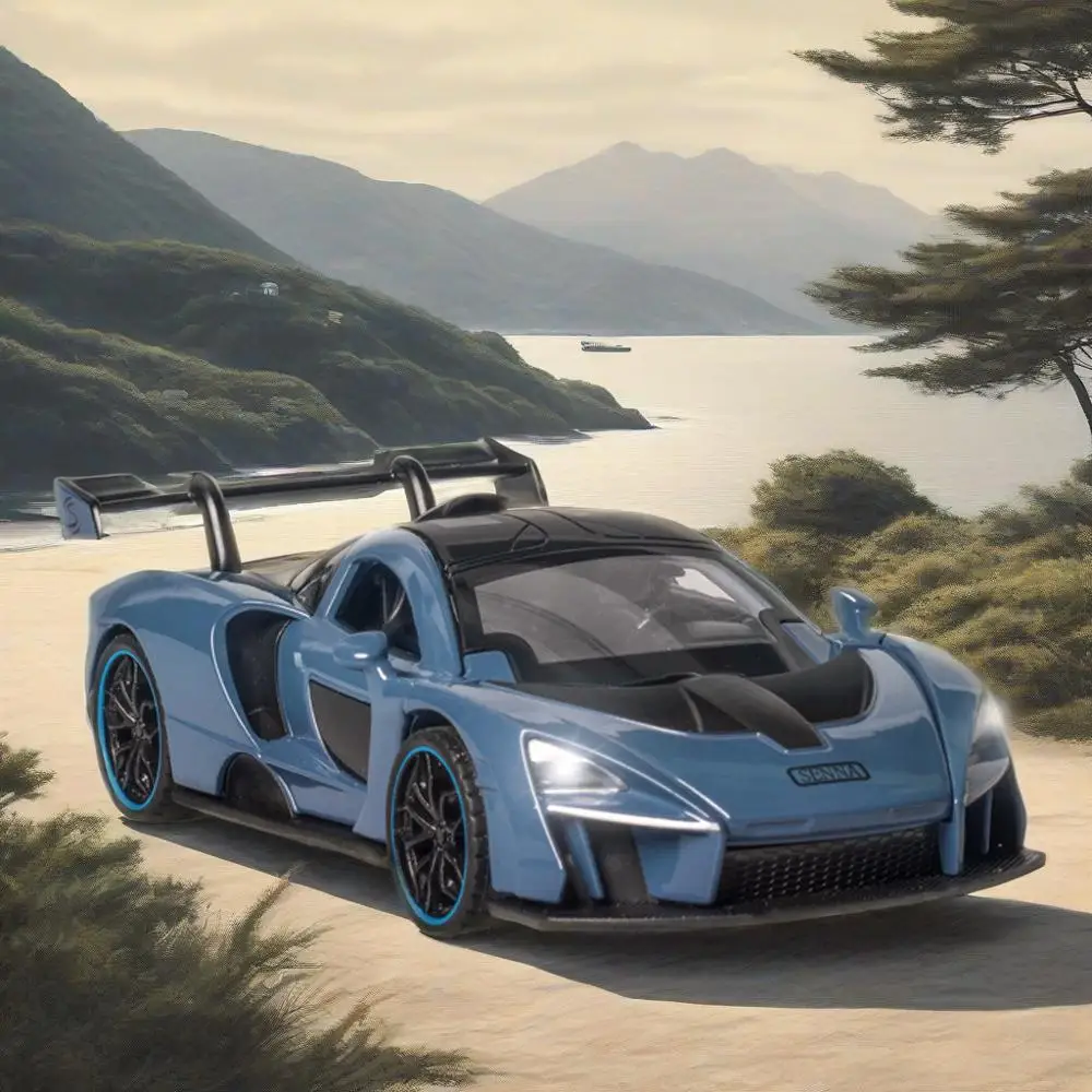 

1:32 Senna Supercar Модель автомобиля Металлические литья под давлением и игрушечные транспортные средства Моделирование Звук Свет Коллекция игрушек для детей Подарок