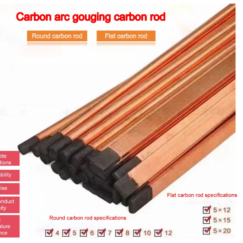 Welding Supplies Arc Gouging Carbon Rod Gouging Carbon Electrodes DC Copper Coated Pointed Arc Air Gouging Carbon4/5/6/7/8/