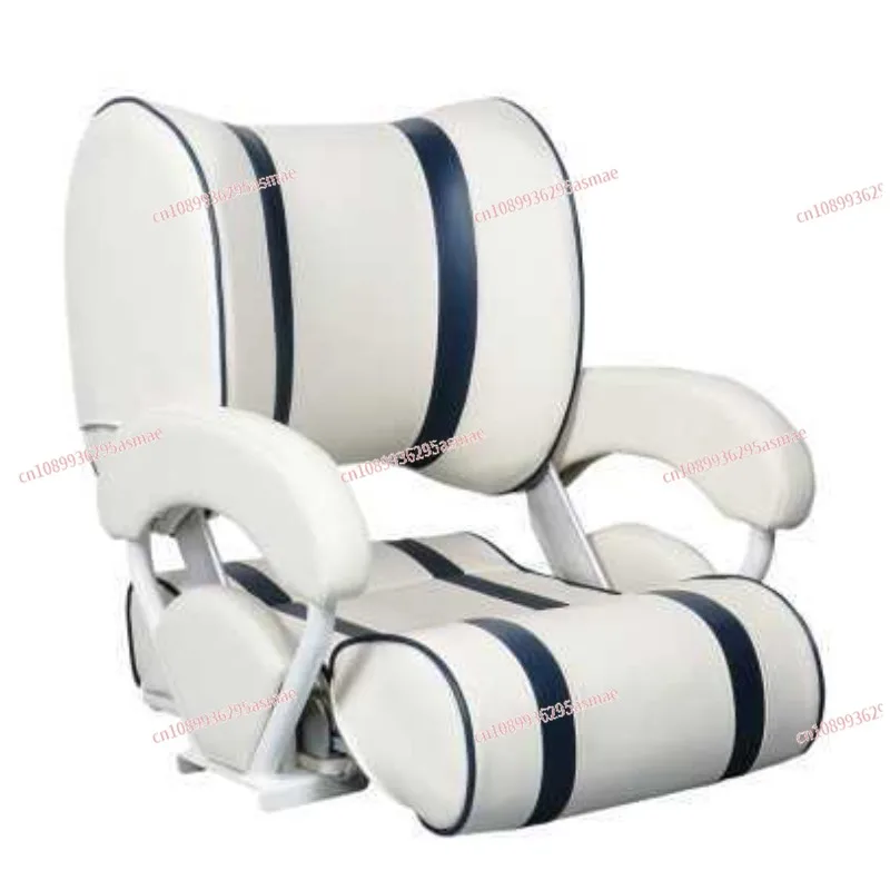 Marine PU Leather Boat Seat | Fixed Low Backrest with Foldable Footrest for Yacht/Bass Boat & Car Use