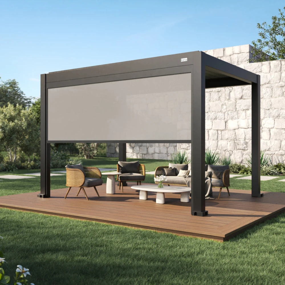 3X3Waterproof Outdoor Pergola Garden Pergola Aluminium Outdoor Motorized Aluminum Pergola Gazebo Outdoor With Sliding Glass Door