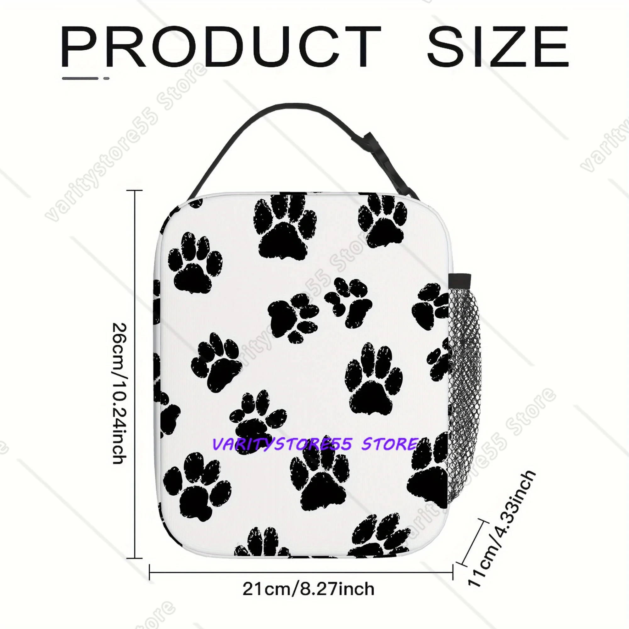 Paw Print Lunch Box Reusable Oxford Bento Tote Bag Portable Thermal Lunch Bag for Adults Kids Work School Picnic