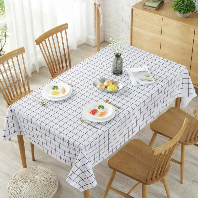 PEVA Waterproof Oilproof Table Cloth Plaid Print Kitchen Wedding Party Dining Table Cover Rectangle Table Cover Party Picnic