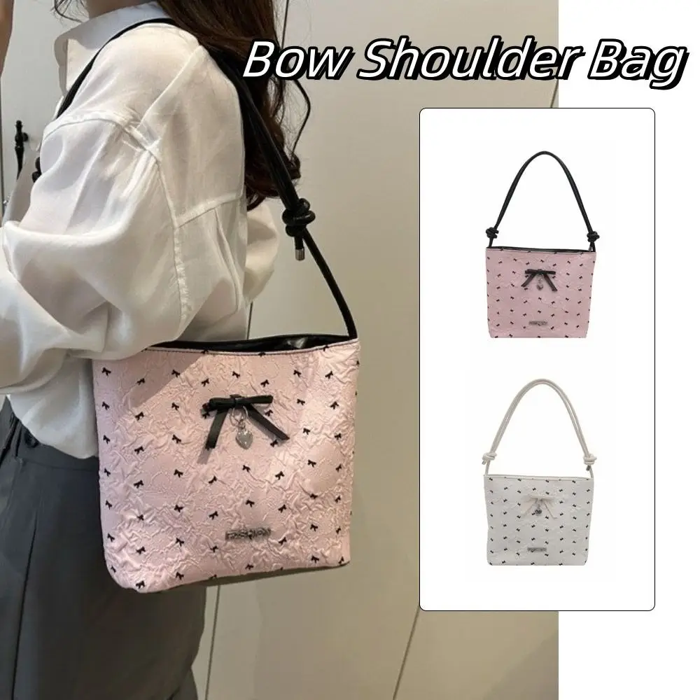 

Простая универсальная сумка-ведро с бантом в корейском стиле, сумка через плечо с регулируемым ремешком, женская сумка на одно плечо на молнии, женская сумка