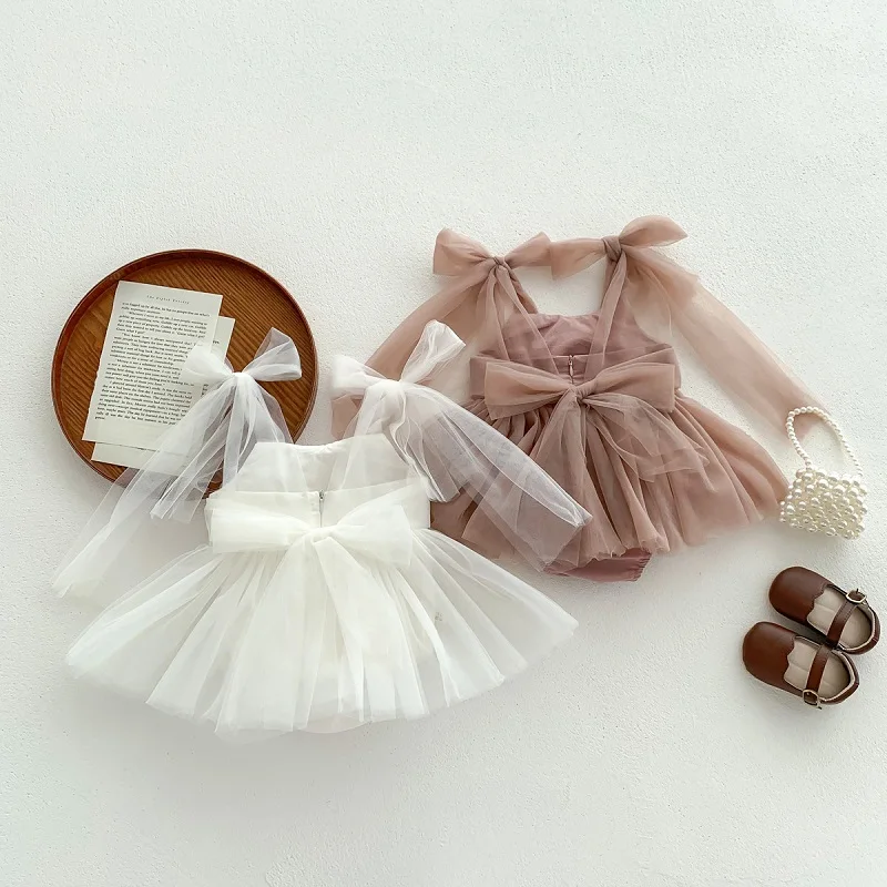 Sommerkleid für Babys von 0-2 Jahren, Neues Neugeborenen-Jubiläums-Geburtstags-Party-Mädchen-Prinzessinnenkleid, Ärmelloses Netz-Stramplerkleid – Detail 15