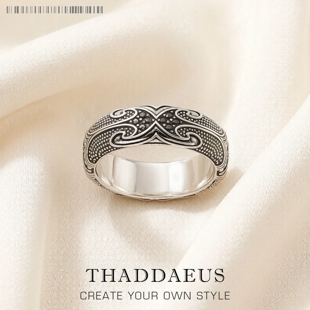 Bandring Maori Tattoos Ethno Fine Jewerly für Damen Herren Herbst Brandneues kulturelles Ornament Geschenk aus 925er Sterlingsilber