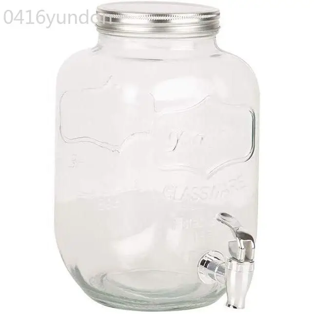 Maxia Market dispenser jar with faucet and top Volga 4 or 8 liters glass for water or beverage