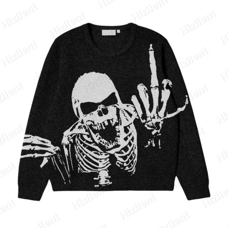 

Y2k horror hip-hop street style retro Halloween Harajuku knitted sweater winter pullover loose EMO retro Gothic sweater top