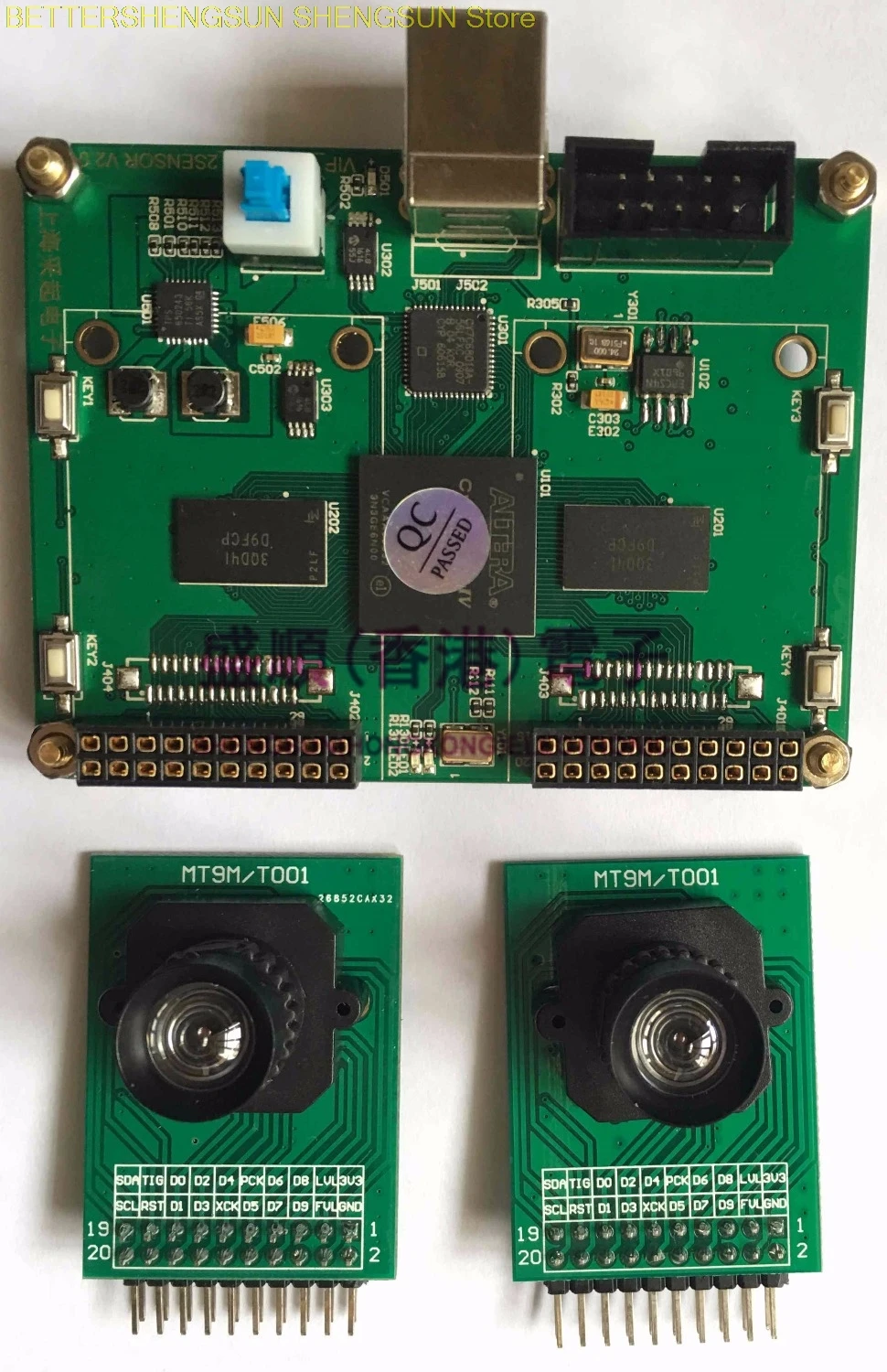 USB binocular camera acquisition FPGA  board 1 million 300 thousand Black and white sensor MT9M001C12STM