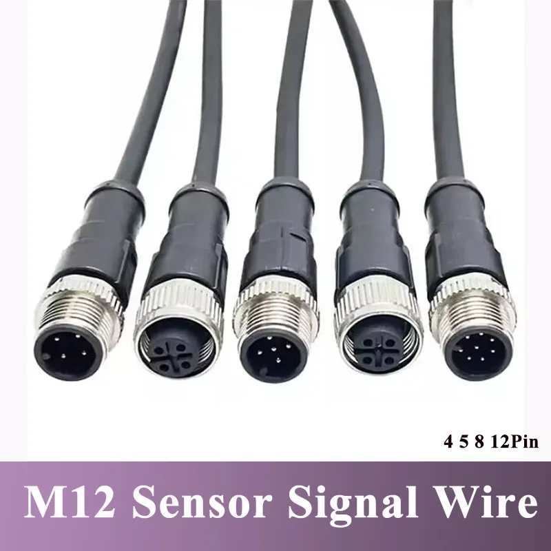

4 5 8 12Pin M12 Sensor Signal Connector Wire IP67 Waterproof M12 Male Female Aviation Plug Cable M12 Connection Shielded Line
