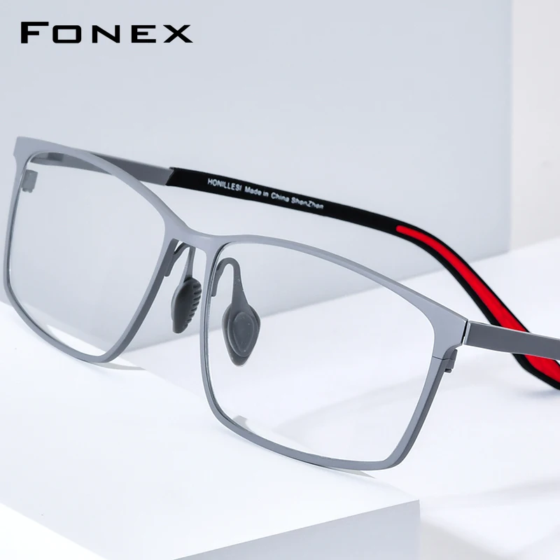 HONILLESI Titanium Eyeglasses Frame Men Sports Ultralight Square Glasses Full-Rim Japanese High-Quality Eyewear 7303