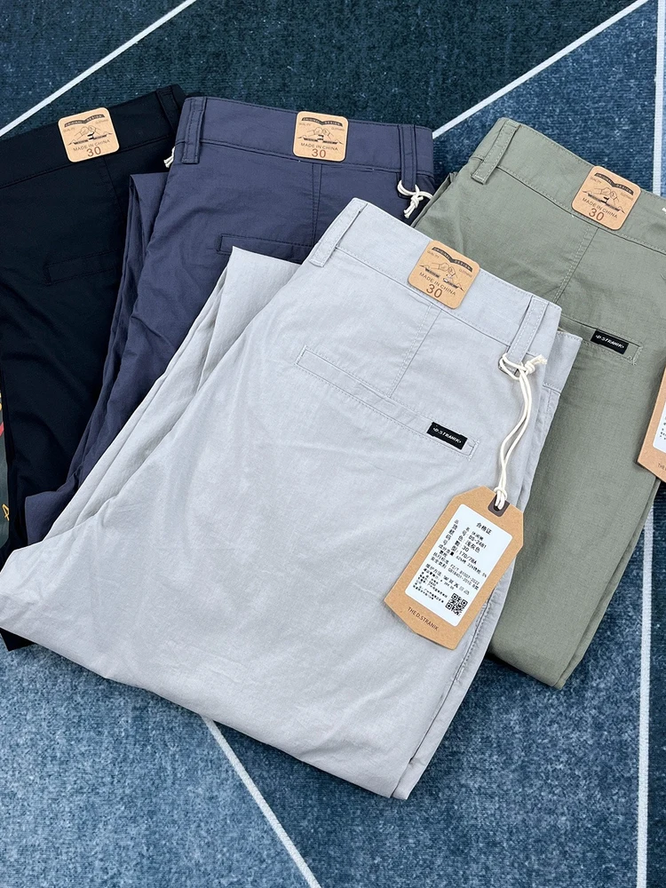 

Новые мужские брюки прямого кроя для весны и осени, тонкие, в стиле ретро, универсальные, для работы и активного отдыха, повседневные, укороченные, из полиэстера, на молнии