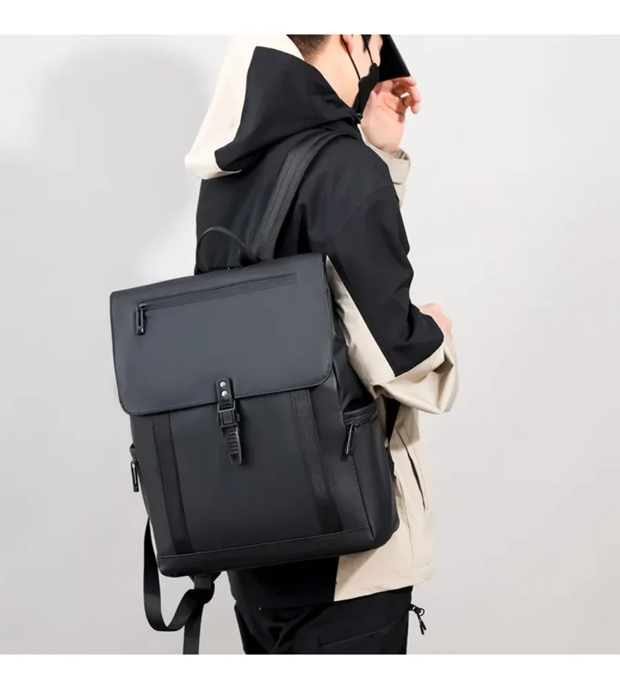 Modern fold-over backpack blends sleek style with roomy storage for students and professionals
