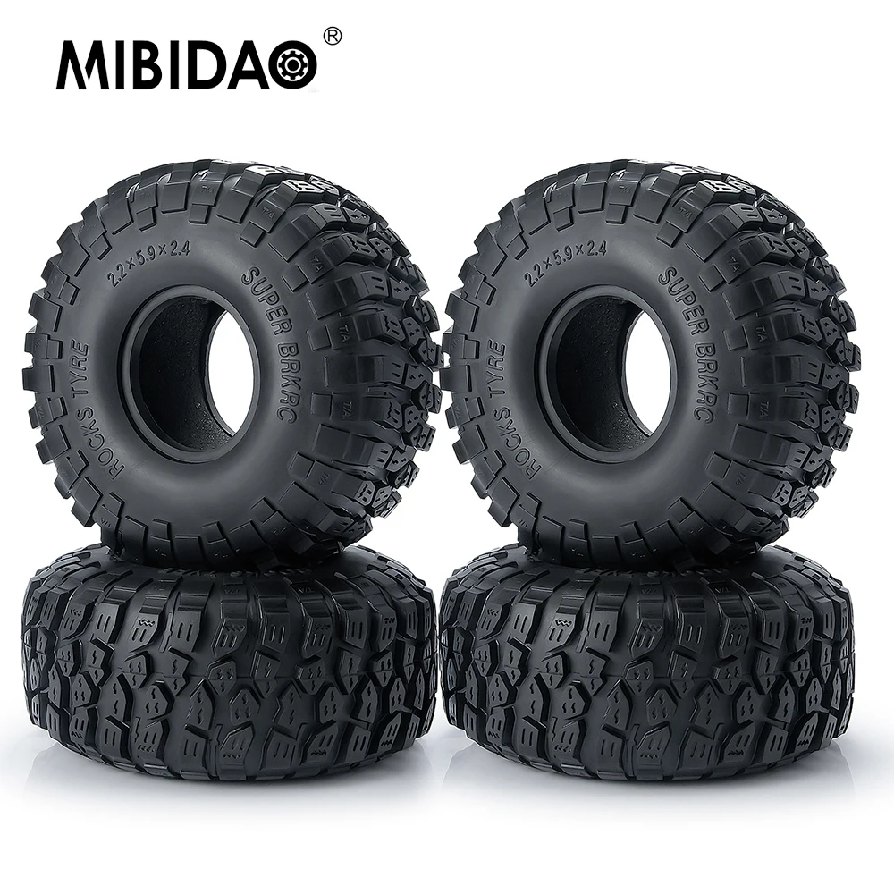 MIBIDAO 2.2 Inch Beadlock Rubber Wheel Tires 150*67mm for Axial SCX10 Wraith 90048 RR10 TRX-4 1/10 RC Crawler Car Model Parts