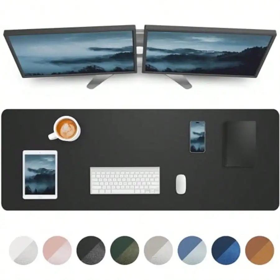 Large Desk pad matMouse Pad Office Desk Mat Non-Slip PU Leather Desk Blotter Large Desk pad Waterproof Keyboard mat for Offic