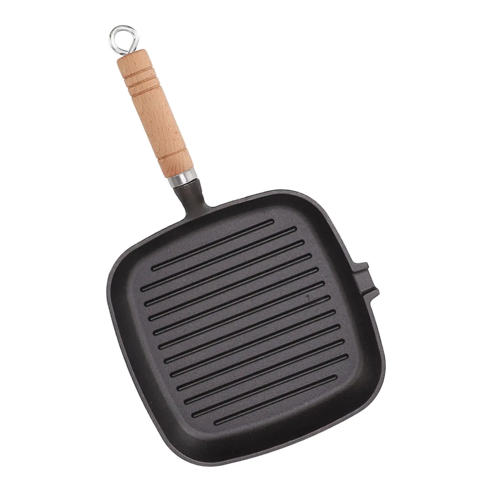 Durable Cast Iron Skillet with Wooden Handle - Easy to Clean & Perfect for Cooking for fish