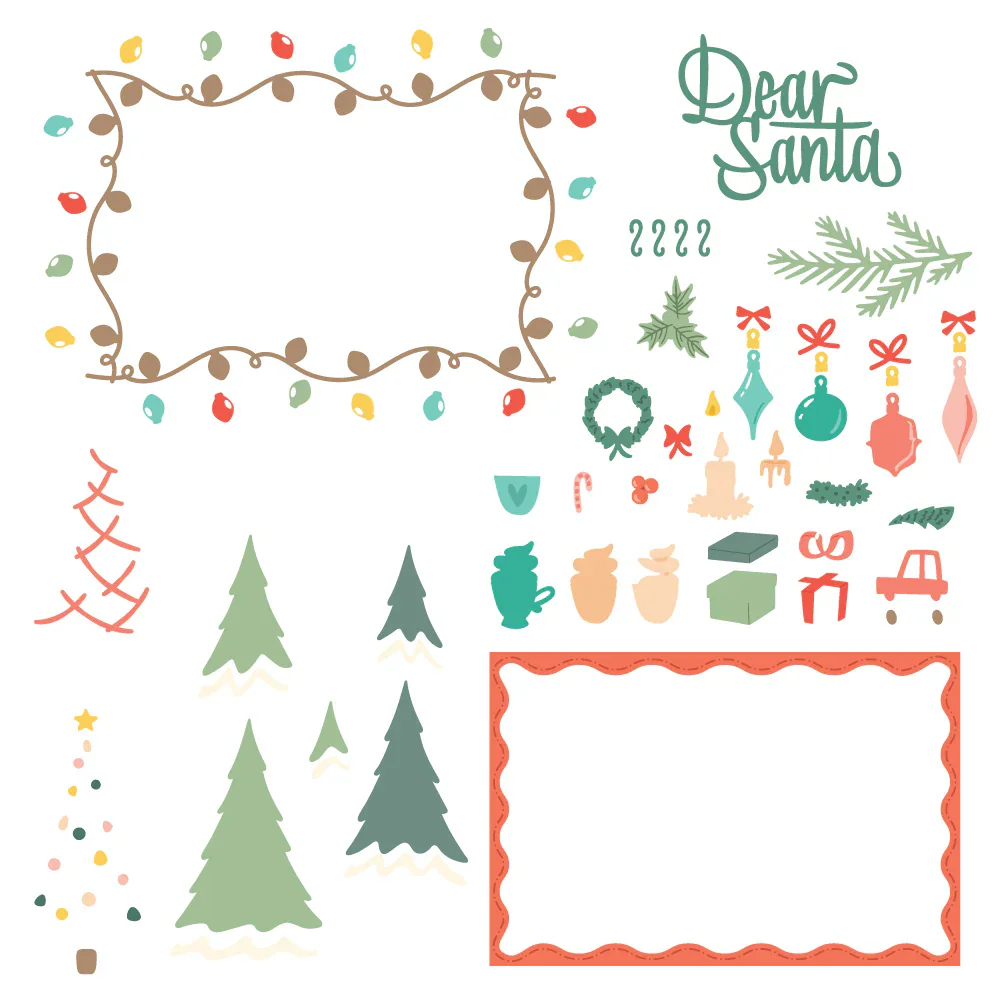 Postcard - Holiday Add-On Christmas Cutting Dies for New 2024 Scrapbooking Paper Making Bee Frame Craft Card no Stamps