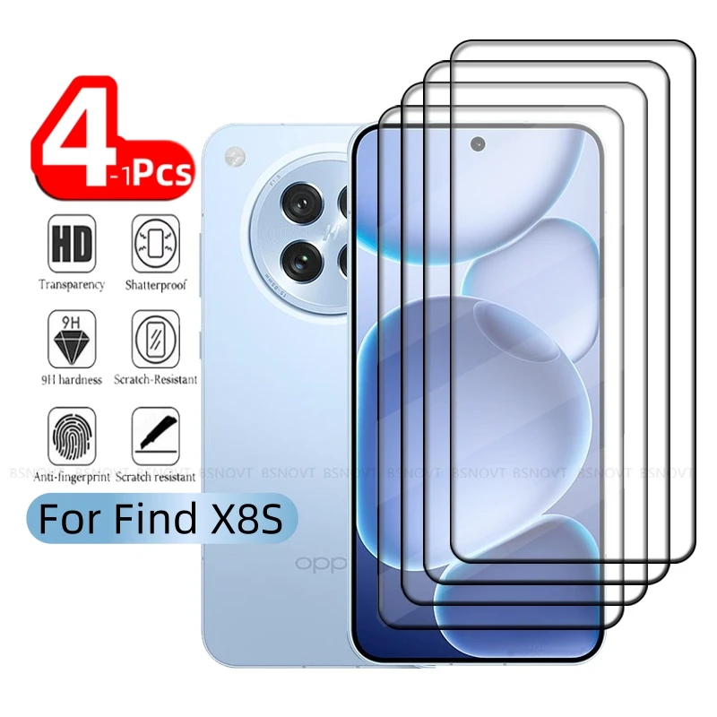 4/3/2/1 Uds para OPPO Find X8S vidrio OPPO Find X8S Protector de vidrio templado 9H HD cubierta completa pegamento Protector de pantalla OPPO Find X8S