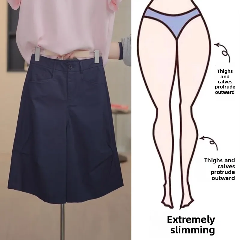 

Summer New plus Size Casual Suit Shorts Women's Loose Slimming Five-Quarter Pants High Waist Straight Leg Non-Stretch