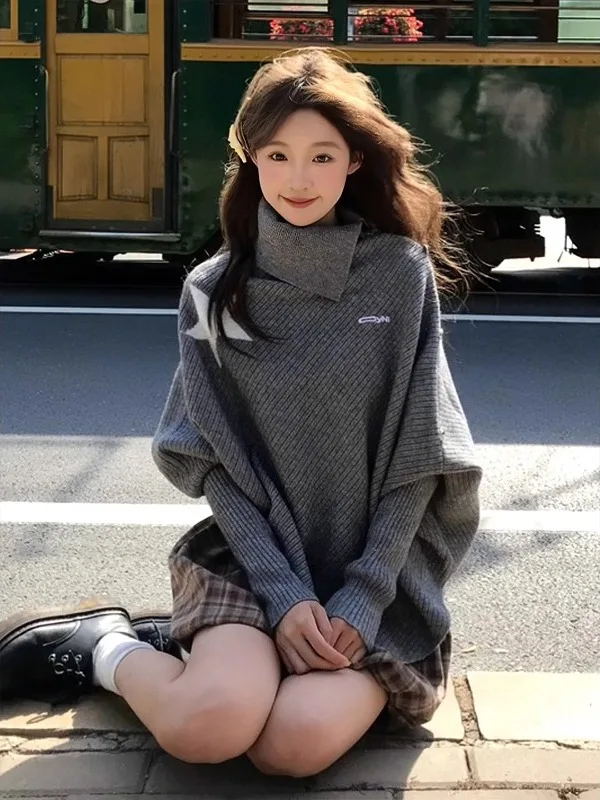 Pull tricoté ample pour femmes, surdimensionné, rétro, Design coréen, décontracté, Long, Sve Crew Ne, haut