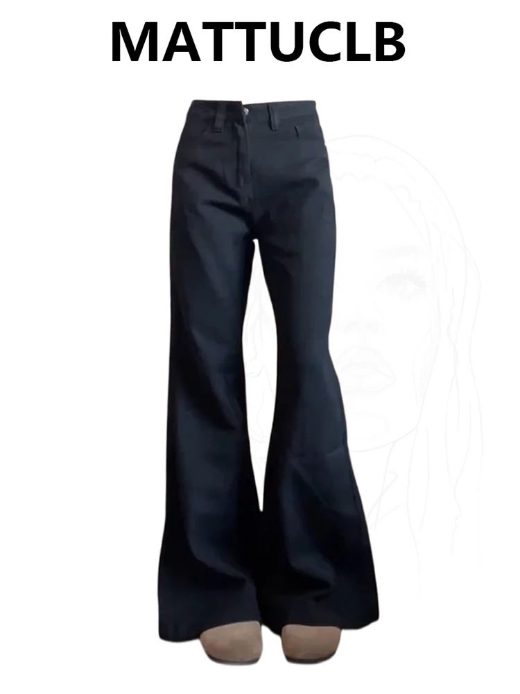 

Женские брюки с низкой посадкой в американском стиле ретро с низкой посадкой High Street Черные брюки-клеш 2000-х Аби Y2k Stacked Bell Bottom Bootcut Новинка