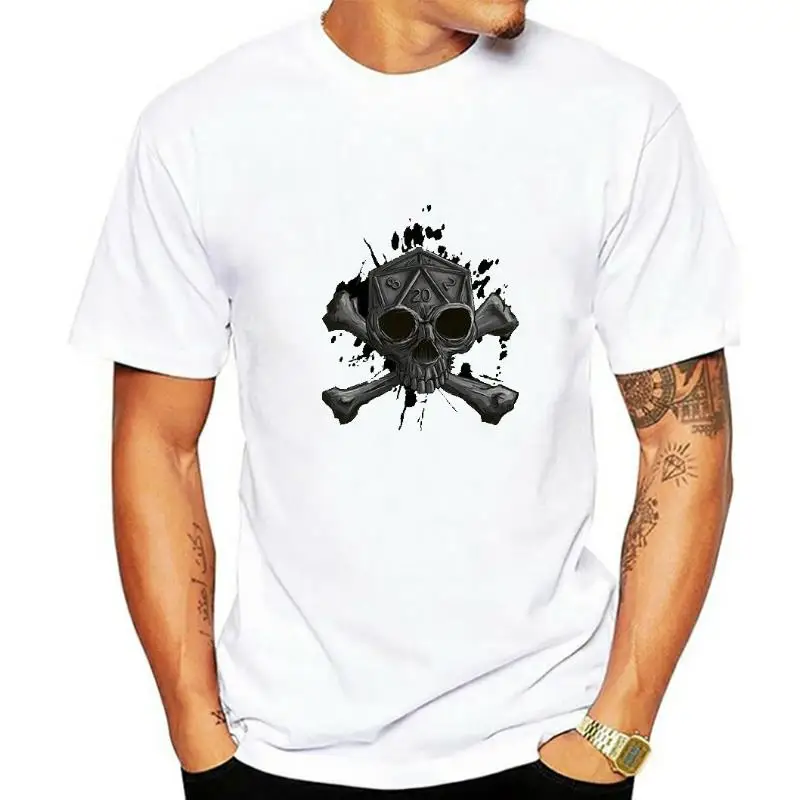 Twenty Sided Dice Skull- D20 Skull & Crossbones YouthsBoys T-shirt from FatCuckoo - YTS2200 classic crew neck  men t shirt