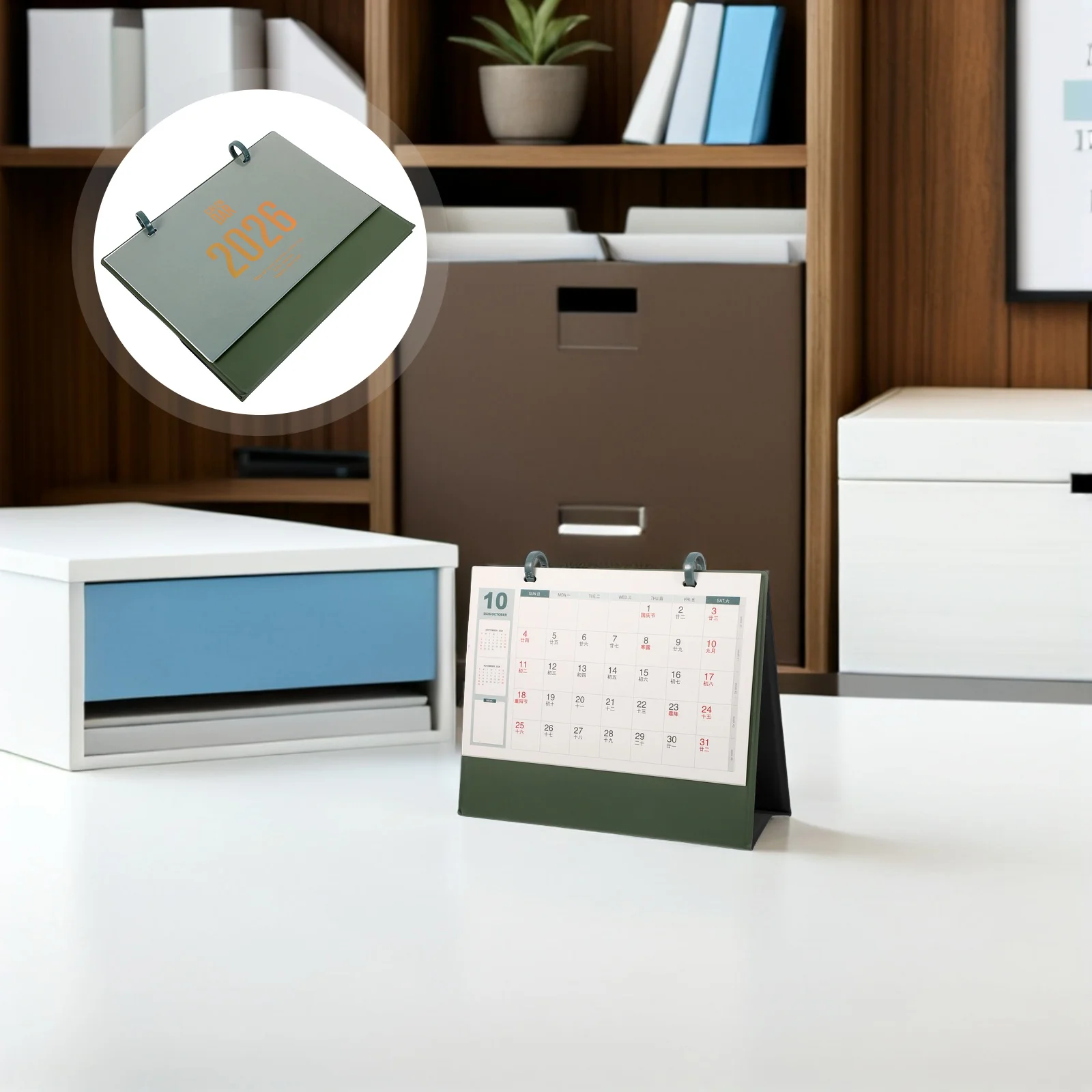 

Мини-офис на тему лошади из искусственной кожи, настольный маленький настольный календарь 2026 для домашнего офиса, календарь 2026