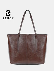 Zency Fashion Coffee Black Women Handbag 100% Genuine Leather Ladies Shoulder Purse Ladies Black Tote Bag Large Shopper Bags