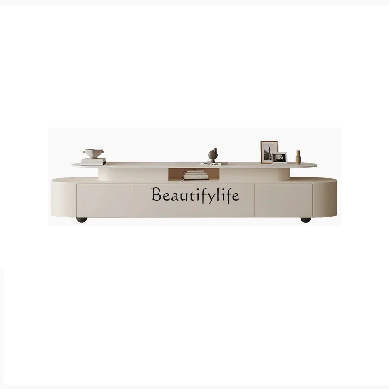 

NEWCream wind rock panel TV cabinet floor-to-ceiling living room household light luxury high-end storage storage