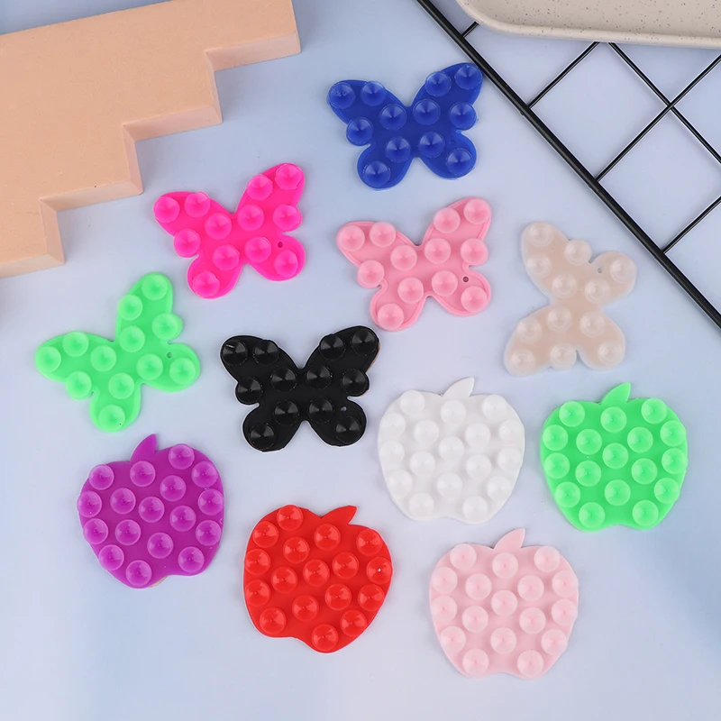 

1 шт., силиконовый держатель для телефона в форме яблока/бабочки, кронштейн на присоске, клейкая фиксированная присоска для мобильного телефона