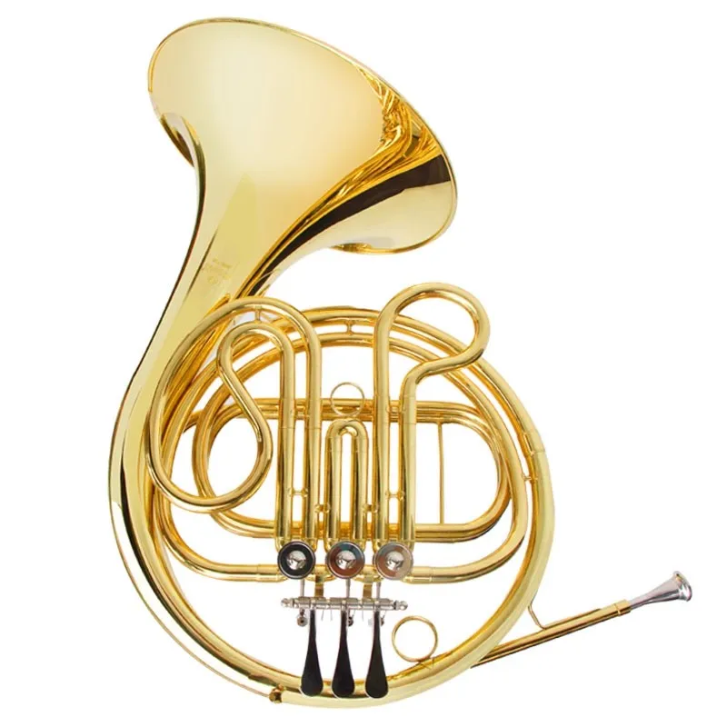 

Hooqu 3-Key French Horn/Student Gold Lacquered F Tone Brass Body Single French Horn